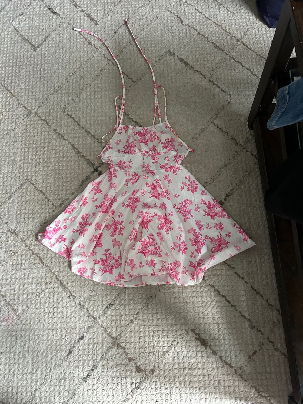 Girls' Pink Floral Sundress with Spaghetti Straps
